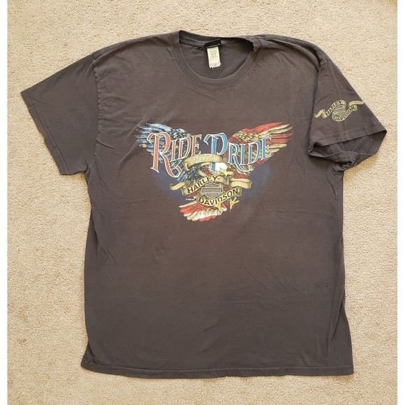Harley-Davidson Other - Vintage 08 Harley Davidson Ride With Pride Mens Sz 2XL Faded Black DoubleSide T